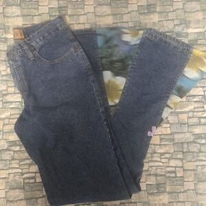 Mudd Y2J Flared Jeans with Floral Patchwork
